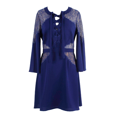 BCBG ULYANA NEW $468 Sz 6 Deep Royal Blue Lace Mesh Inserts Dress | eBay
