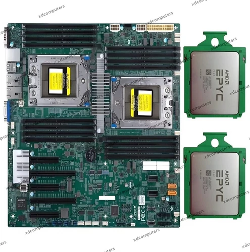 Supermicro H11DSI Motherboard Rev 2.0 + 2x AMD EPYC 7K62 CPU Processor Combos