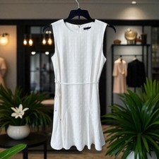 TOMMY HILFIGER Ivory Daisy Dress Size 8 Sleeveless Fit & Flare Wedding Preppy