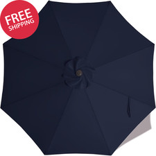 9Ft Patio Umbrella Replacement Canopy Top 8 Ribs Navy Blue Outdoor Yard Shade