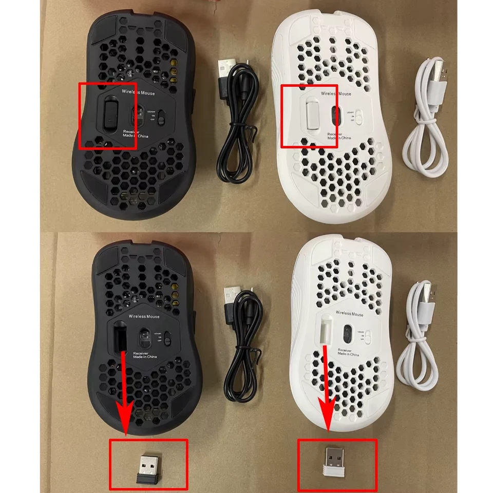 RGB Wireless Gaming Mouse - Ergonomic Honeycomb Design, 6 Buttons, Rechargeable - Image 2 of 4
