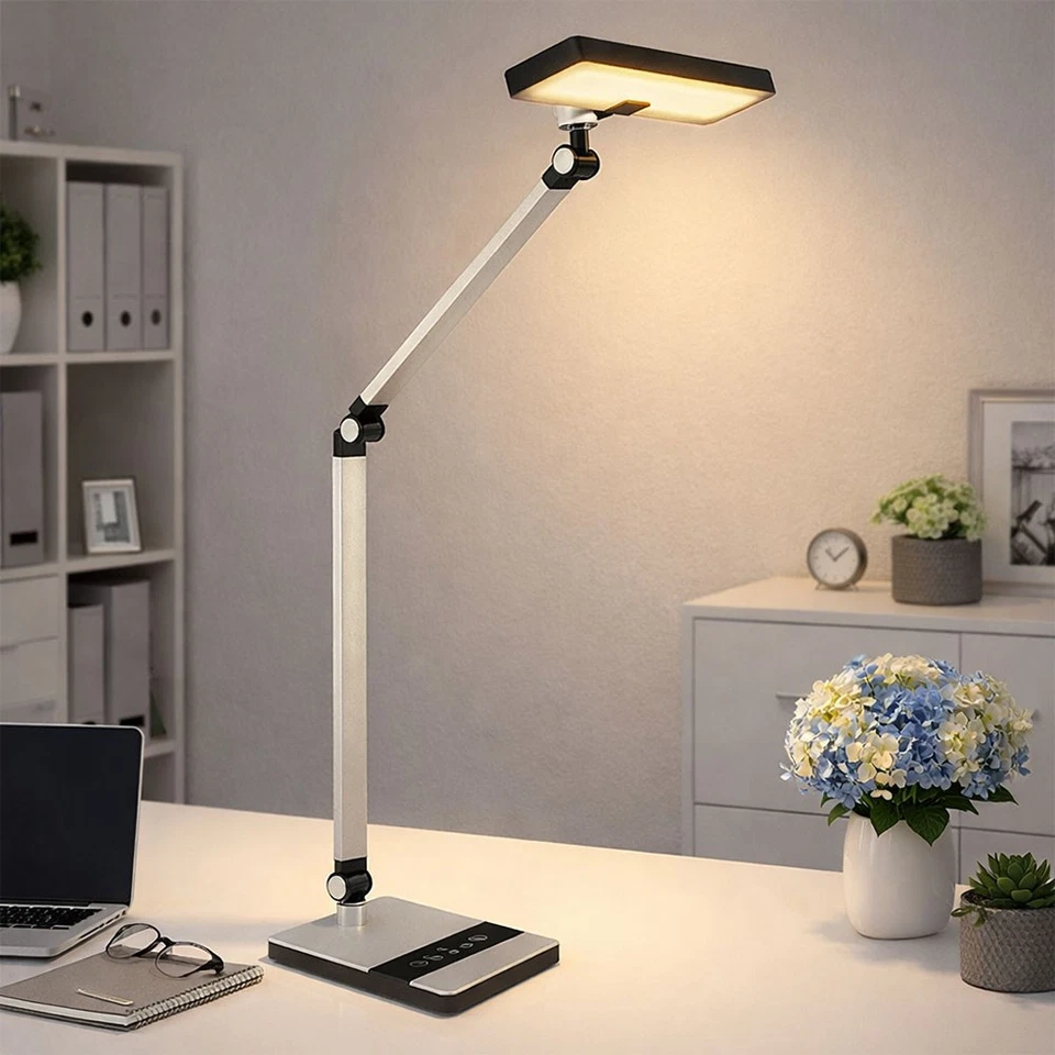 Tischleuchte Schreibtischlampe Leseleuchte LED Touchdimmer CCT silber Alu Büro - Bild 3 von 4