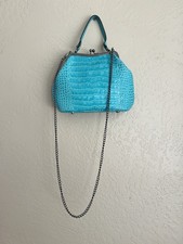 PATRICIA NASH Laureana Aqua Croc Embossed Leather Frame/Crossbody Bag   