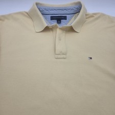 Vintage Tommy Hilfiger Polo Shirt XL Yellow Blue Collar 2000s Y2K 100 Cotton
