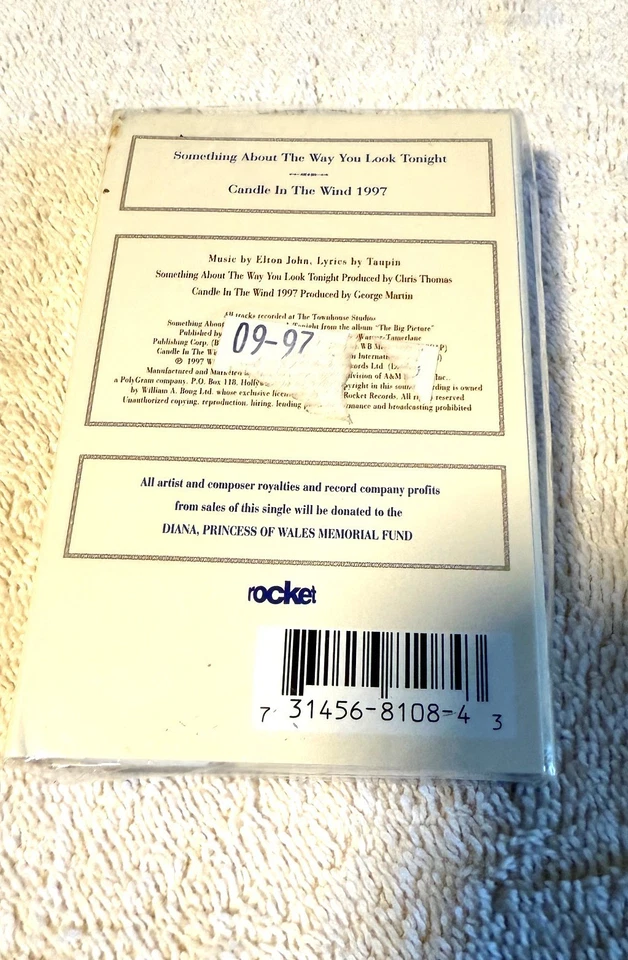 ELTON JOHN CANDLE IN THE WIND IN LOVING MEMORY OF PRINCESS DIANA SEALEDCASSETTE - Image 2 of 2