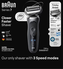 BRAUN SERIES 7 360 FLEX 7189 CC NEW Waterproof 3-Speed Men's Electric Shaver Kit