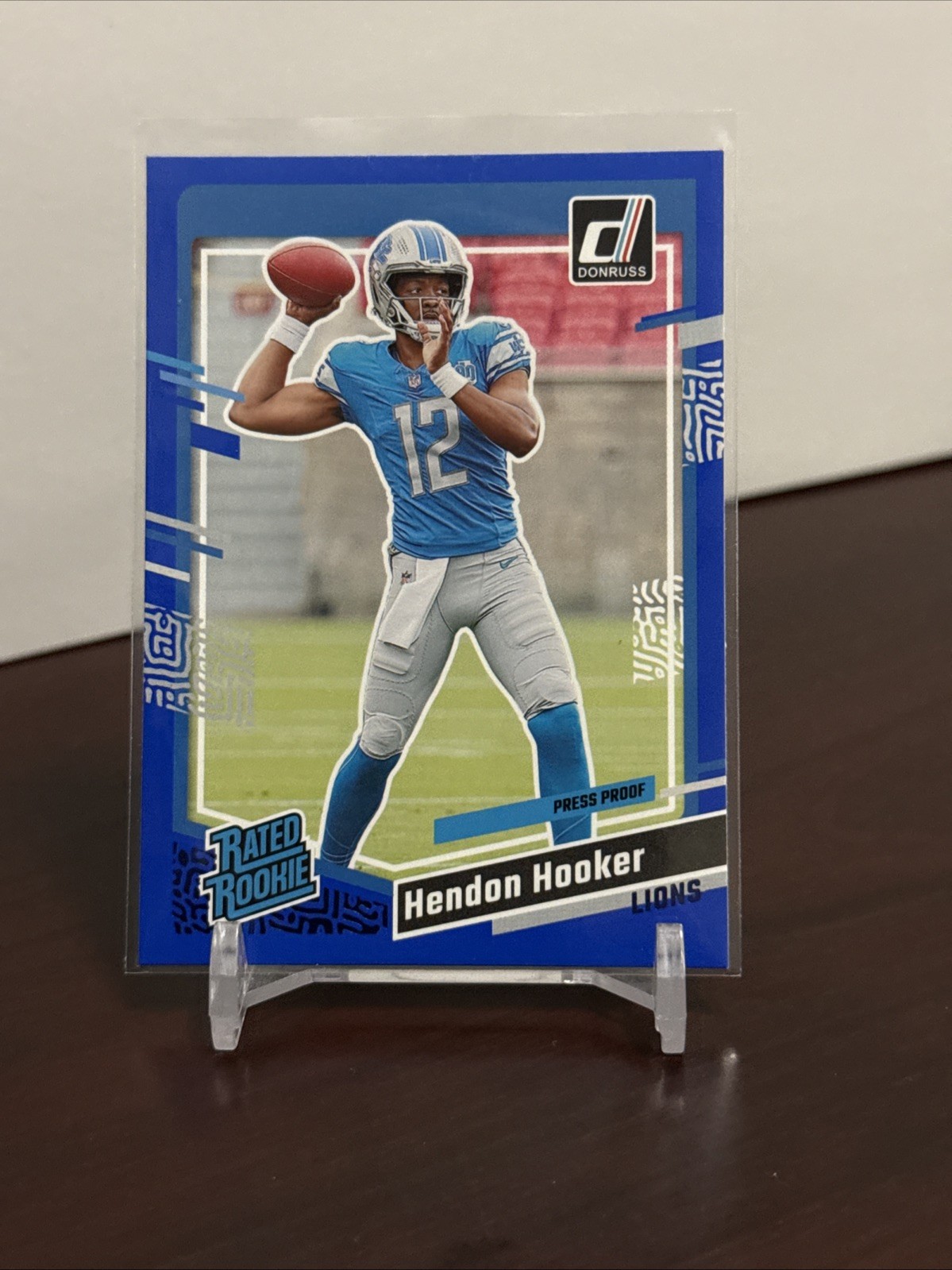 Hendon Hooker Blue Press Proof Rated Rookie RC 2023 Donruss Card #329 Lions