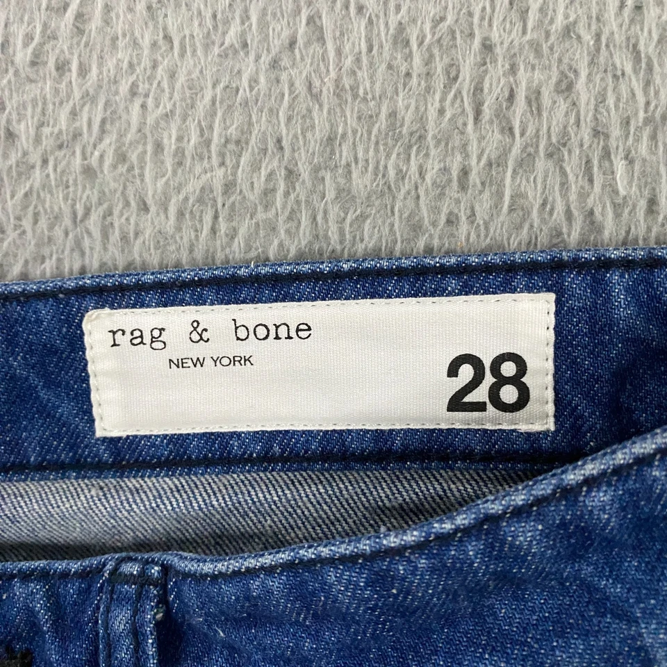 rag and bone Logan Mid Rise Wide Leg Jeans size 28 FITS 31 Midtweed Denim Blue - Image 3 of 4