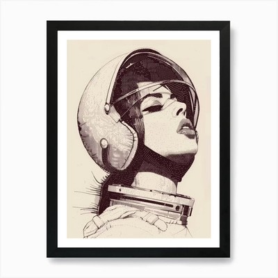 Frau im Weltraum 4 Kunstdruck gerahmt mit gerahmtem Wandbild Poster Leinwanddruck Bild