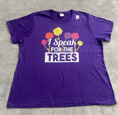 Dr Seuss Lorax  I Speak for the Trees  Purple T-Shirt Womens XXL Graphic Tee