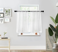 Tier Sheer Curtains 36 Inches Length with Rod Pocket,Light Voile Home Decoration