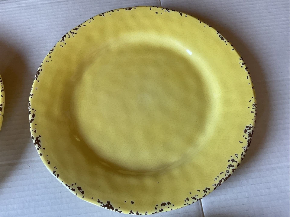 三聚氰胺黄色餐盘 Rustic Crackle TL Mulino 纽约 11 英寸 — 第 4/4 张图片