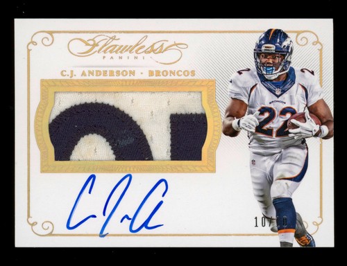2015 FLAWLESS C.J. ANDERSON *GAME USED* PATCH AUTO GOLD *ON-CARD* #/10 BRONCOS