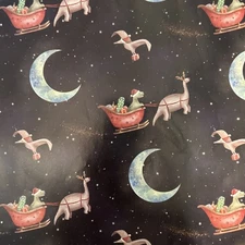 Dinosaur Sleigh Christmas Holiday Wrapping Paper (4) Flat Sheets 27"x39" NEW