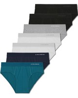 FM London 7Er-Pack Herren Slip Unterhosen Baumwolle Anti-Rutsch-Bund Mehrfarbig