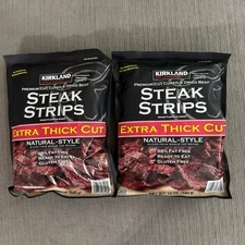 2 Pack - Kirkland Premium Cut Steak Strips Dried Beef Jerky 12 oz Ex 5/26