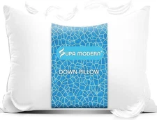 SUPA MODERN Goose Feather Down Pillows Queen Size Set of 1, Hotel Quality Flu...