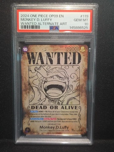 2024 One Piece Monkey D. Luffy Wanted OP09 EN. Alternate Art SP! OP05-119 PSA-10