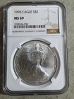 1995 American Silver Eagle NGC MS69