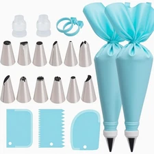 Piping Bags and Tips Set, Reusable Cake Decorating Supplies with 2 Reusable B...