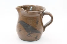 Liberty Pottery Roscoe Village OH Stoneware w/ Crow Design Pitcher 2006 Becky  