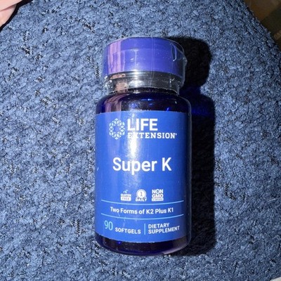 Super K Vitamins K1, K2, Vit C 90 softgels Life Extension