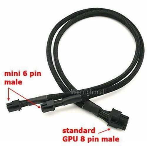 Dual Mini 6 Pin to 8 Pin PCI-E Video Card Power Cable Y Splitter 18AWG Mac Pro - Picture 5 of 9