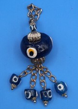 Turkish Nazar Lucky Evil Eye Glass Wall Hanging Protection Decor Amulet Blue
