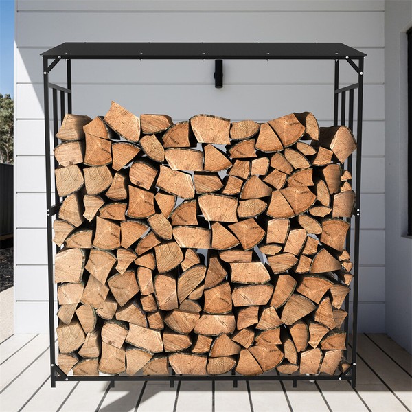 Groß Kaminholzregal KaminholzstäNder Holzaufbewahrung Brennholzregal Innen AußEn-image