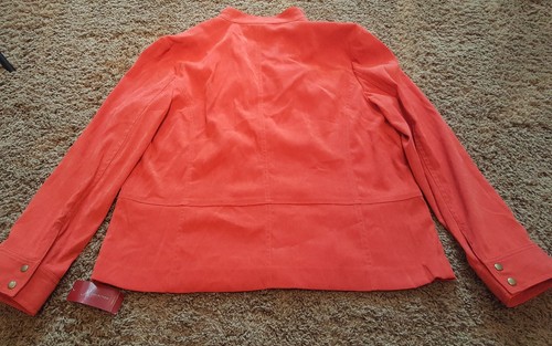 NUEVA Chaqueta de Resorte de Gamuza Micro Naranja Quemada Naranja Quemada Talla 16 Elastizada Nueva con Etiquetas - Imagen 6 de 7