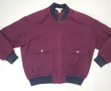 VTG Nancy Heller Saks 5th Avenue Women’s Bomber Jacket Silk Large Burgandy EUC