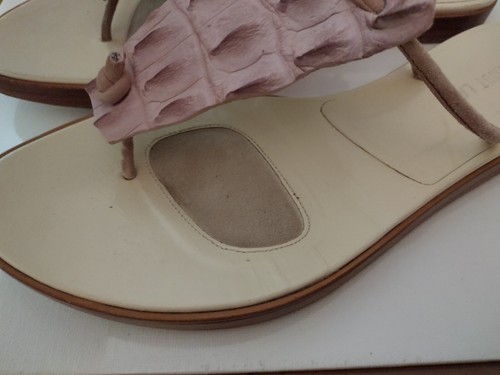 HELMUT LANG Croco Embossed Blush Pink Flat Thong Sandals ITALY 38.5 - US 8.5 9 - Foto 7 di 11