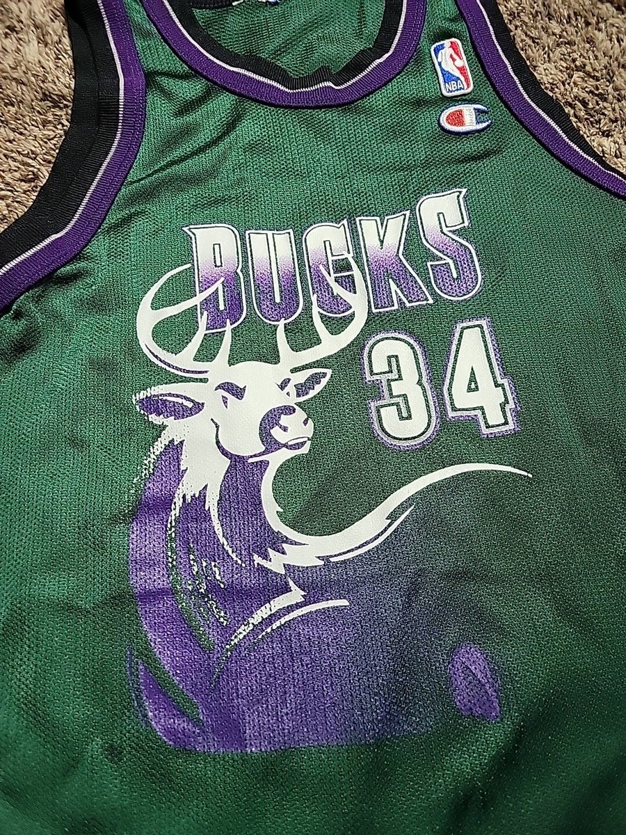 VTG Ray Allen Champion Jersey Milwaukee Bucks Big Buck Nba Jersey
