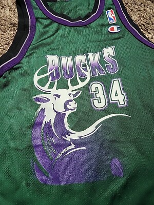 VTG Ray Allen Champion Jersey Milwaukee Bucks Big Buck Nba Jersey