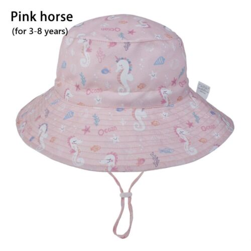 Wide Brim Beach Cap Bucket Hat with Adjustable Chin Strap Baby Sun Hat - Picture 35 of 44