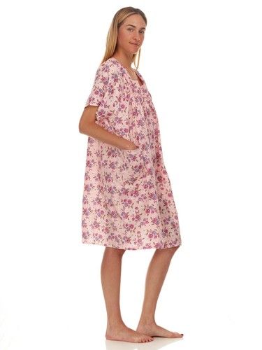 2020 Women Snap Front Duster Short Sleeve Female Nightgowns & Sleepshirts - Picture 3 of 25