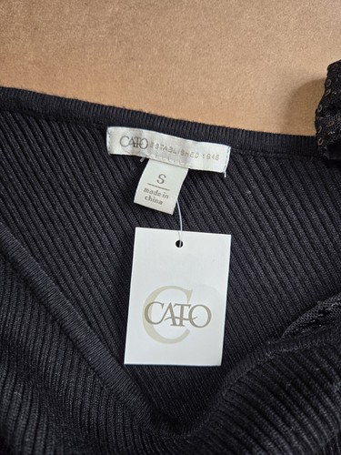 NUEVO CON ETIQUETAS CATO Suéter Lentejuelas Lazo Negro Luna Mística Talla-Pequeño - Imagen 4 de 7