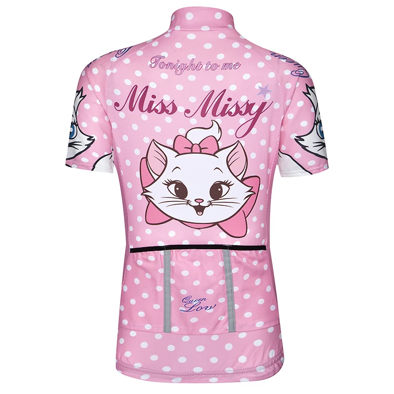 Conjunto corto de ciclismo reflectante y pantalón corto acolchado rosa para niñas Foto 4 de 4