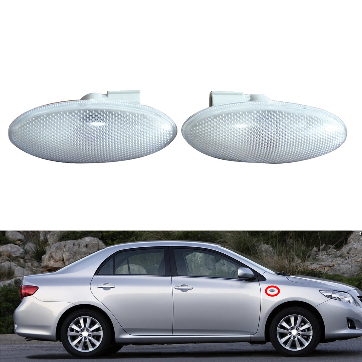 Pair Front Fender Side Marker Lamp Indicator Lights For Toyota