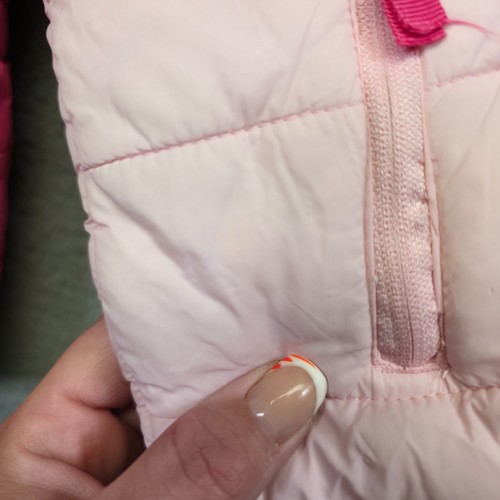 Eddie Bauer Jacket Girl 8 Pink White Hood Reversible Quilt Faux Fur Tie Dye Cozy - Picture 6 of 18