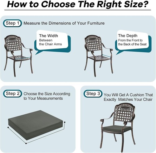 Seat Pad Chair Cushion Water-Resistant Garden Indoor Outdoor Removable Zip Cover - Picture 4 of 88