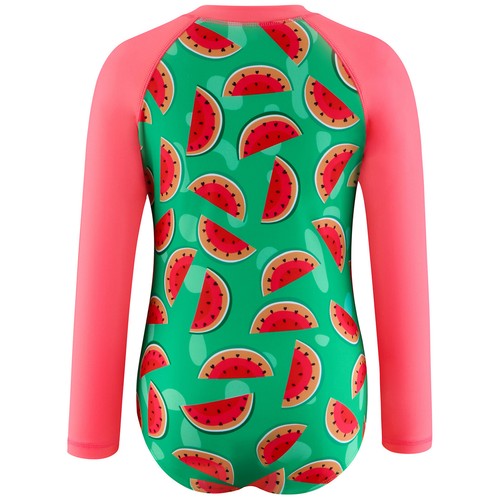Kids Girls Long Sleeve Rash Guard Swim Bodysuit One-Piece Bathing Suit Swimwear - Picture 6 of 28