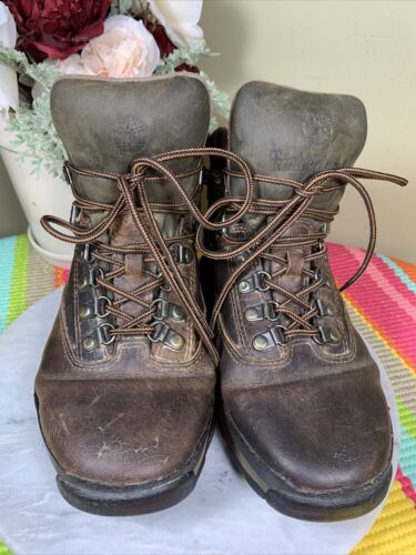 TIMBERLAND Brown Leather Hiking Trail Boots Steel Shank #95100 Men's Size 8.5 M - 第 4/12 張圖片
