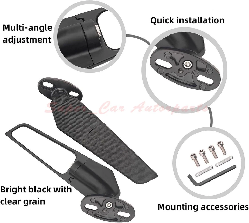 Espejos retrovisores ajustables para actualización Kawasaki Ninja ZX6R 1995-2024 Foto 4 de 4