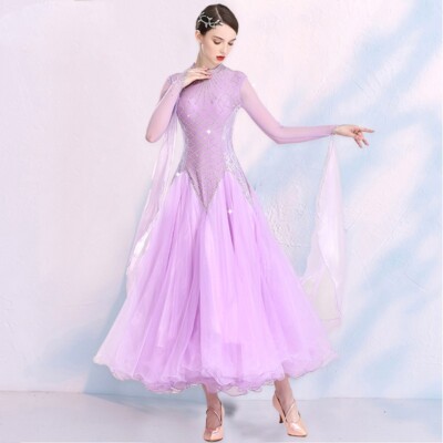 Latin Ballroom Dance Dress Modern Salsa Waltz Standard Long Dress#N130 3 Colors
