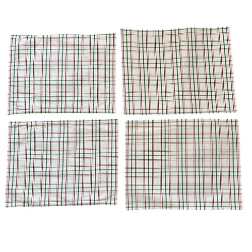 Crate & Barrel Set of 4 Placements 100% Cotton Rose Plaid Spring Summer - Picture 4 of 9