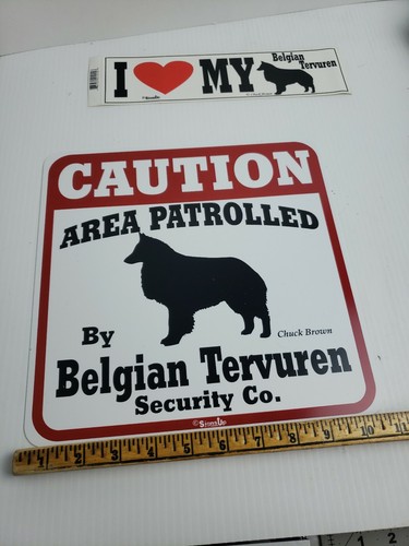 Belgian Tervuren Caution Dog Sign and Sticker - Picture 9 of 12