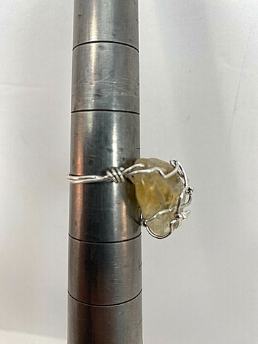 Handmade ~ Sterling Silver .925 Wire Wrapped Citrine Crystal Ring Sz 8 - Picture 6 of 9