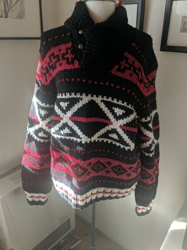 Vintage Ralph Lauren Wool Hand Knit Shawl Collar S