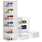 6 Tiers Foldable Shoe Storage Box Collapsible Plastic Shoe Rack Organizer 6Pack